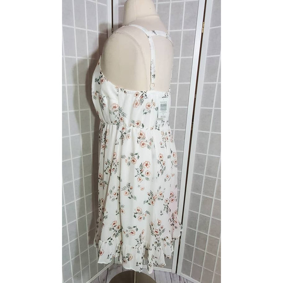 NWT Torrid Floral Ivory Chiffon Tank Floral Skater Dress Plus Size: 2X (18/20) - Picture 4 of 7